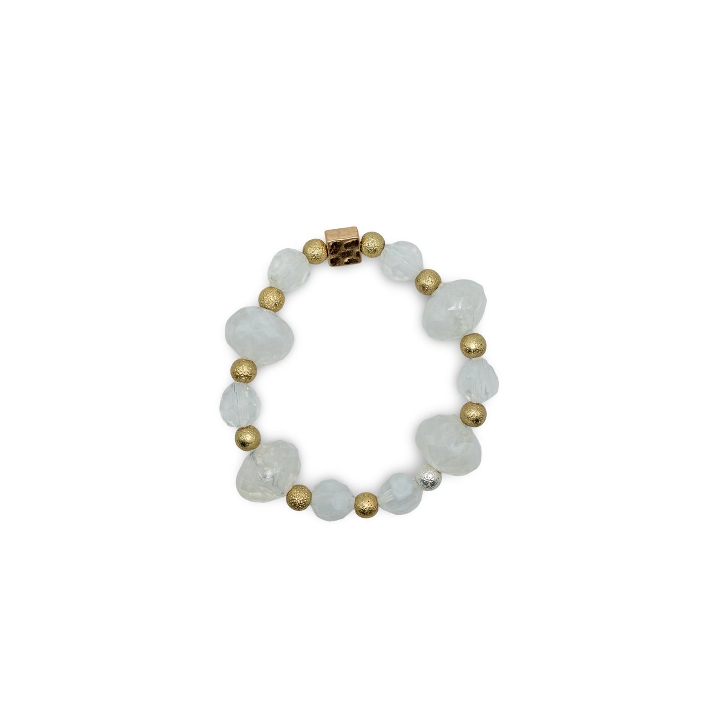 Bracelet with white beads and gold accents