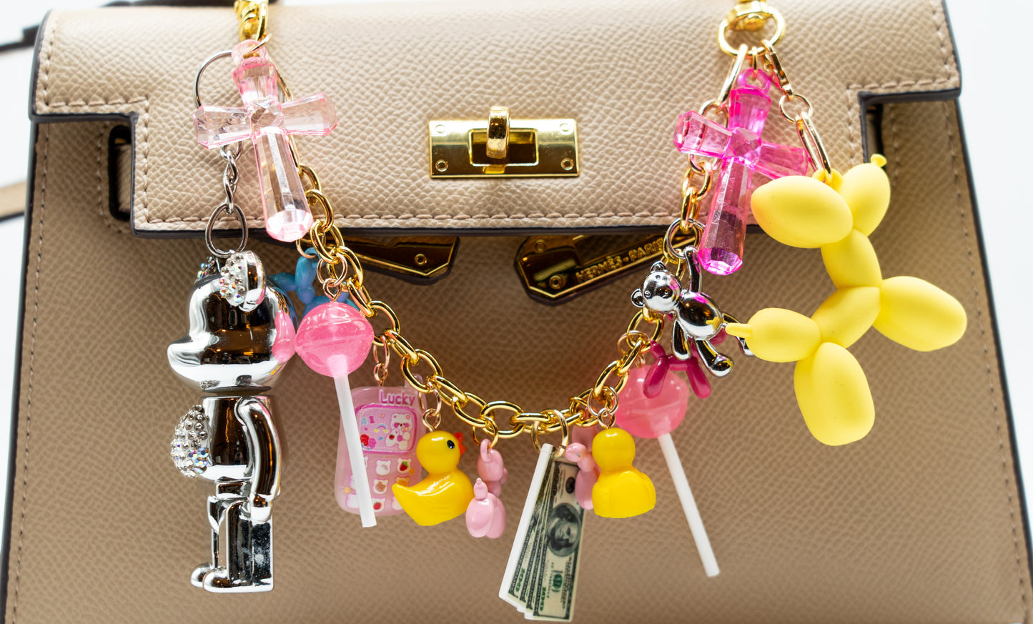 Custom Made Bag Chain Charms - Playful Bear
