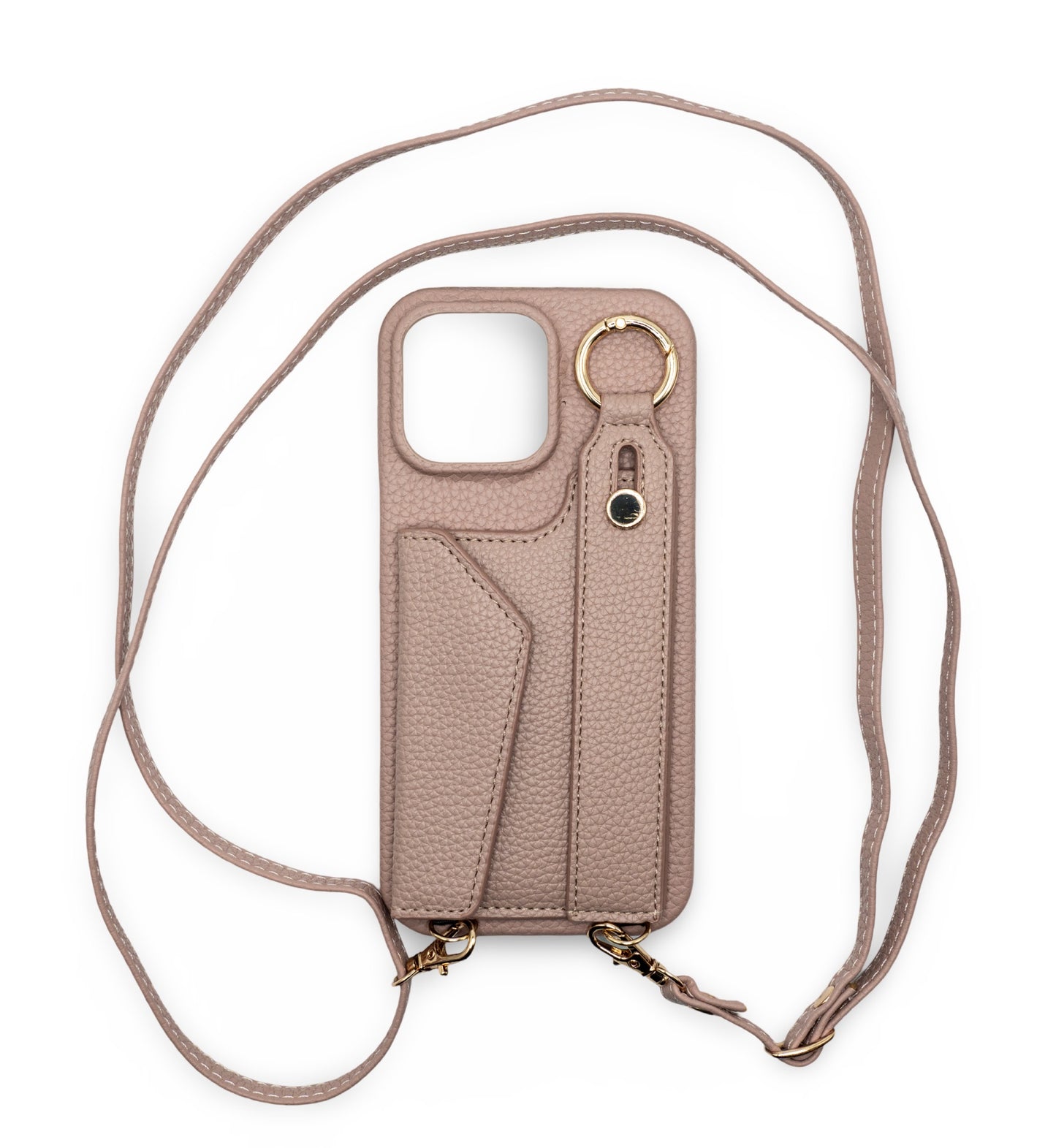iPhone Case with Crossbody Strap Faux Pink Leather