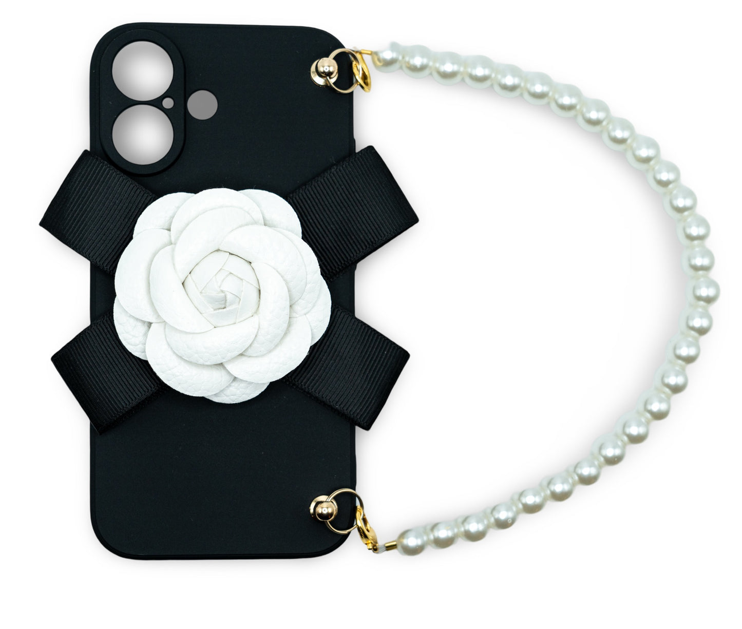 iPhone Flower Case With Pearl Hand Strap