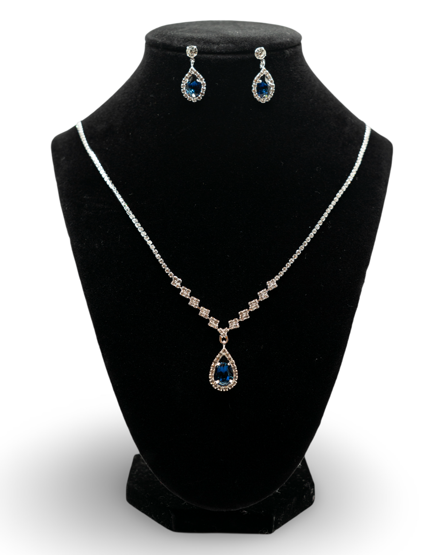 Earrings Necklace Set Blue Stones