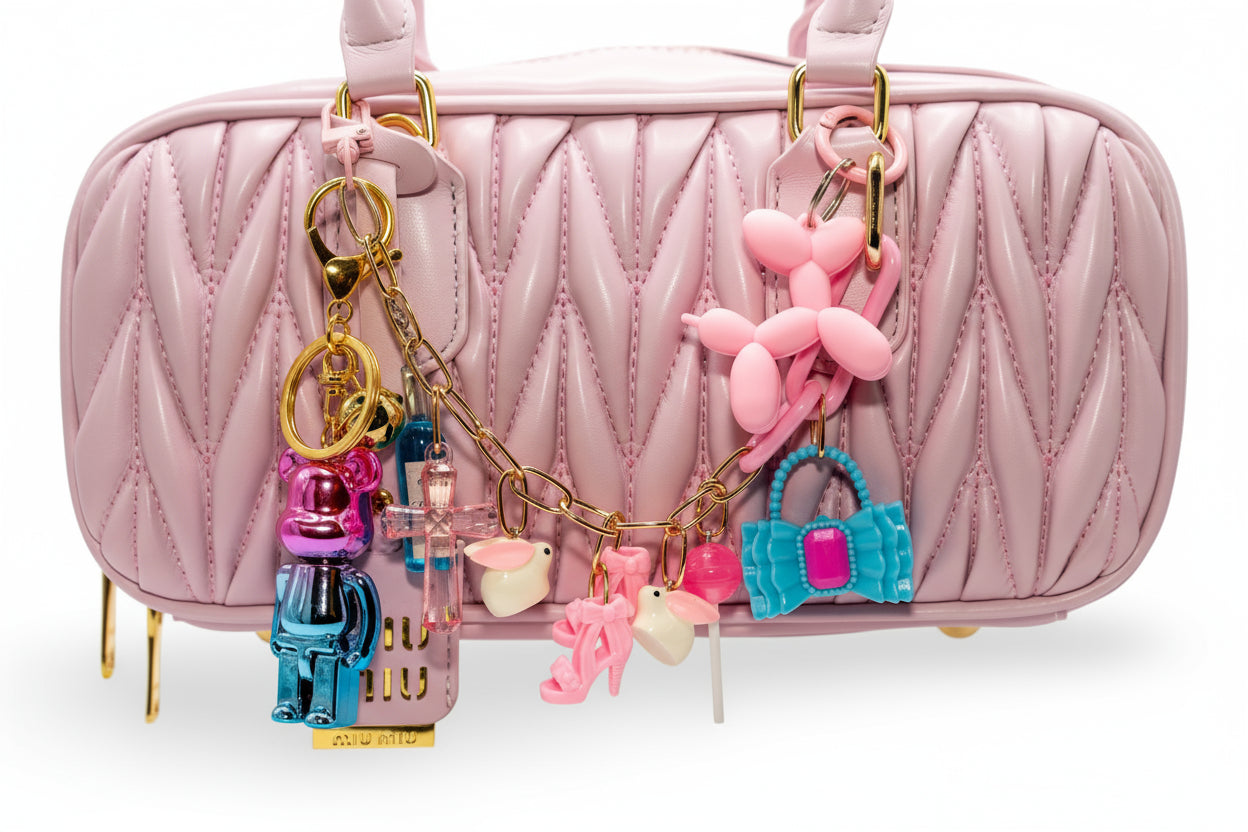 Custom Made Bag Chain Charms - Hike with Rabbits