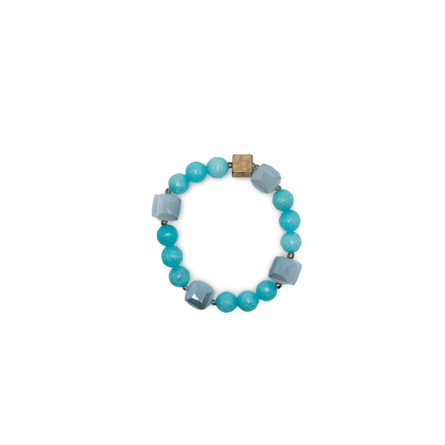 Beaded bracelet with blue and gray gold beads