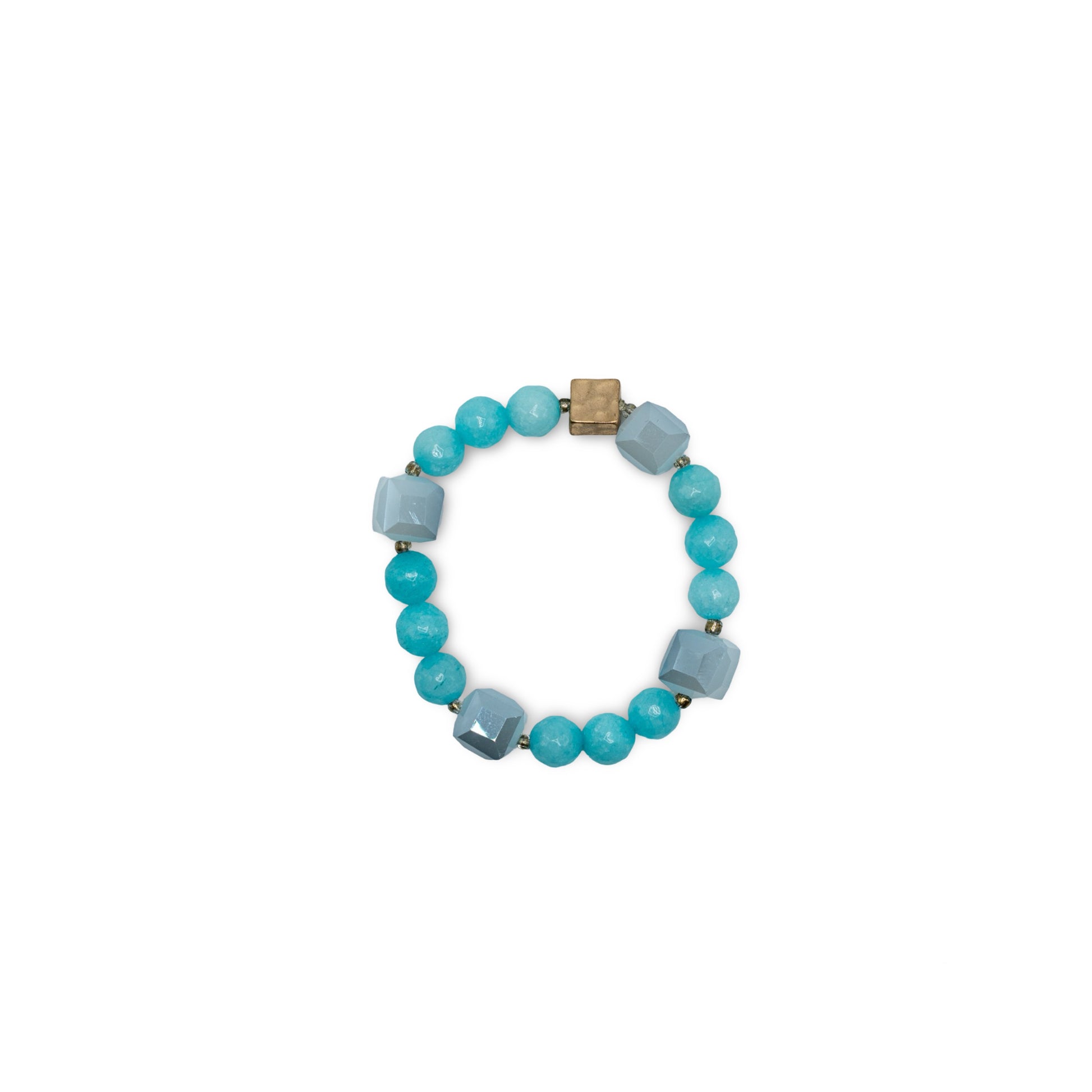 Beaded bracelet with blue and gray gold beads