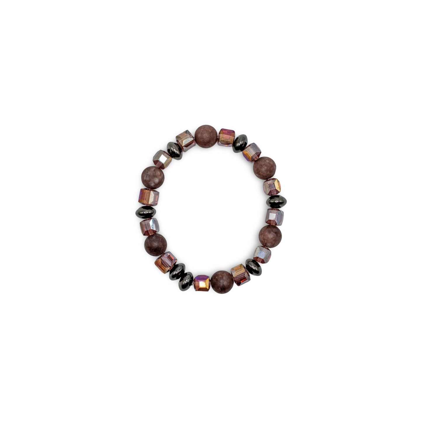 Beaded bracelet with brown and black stones