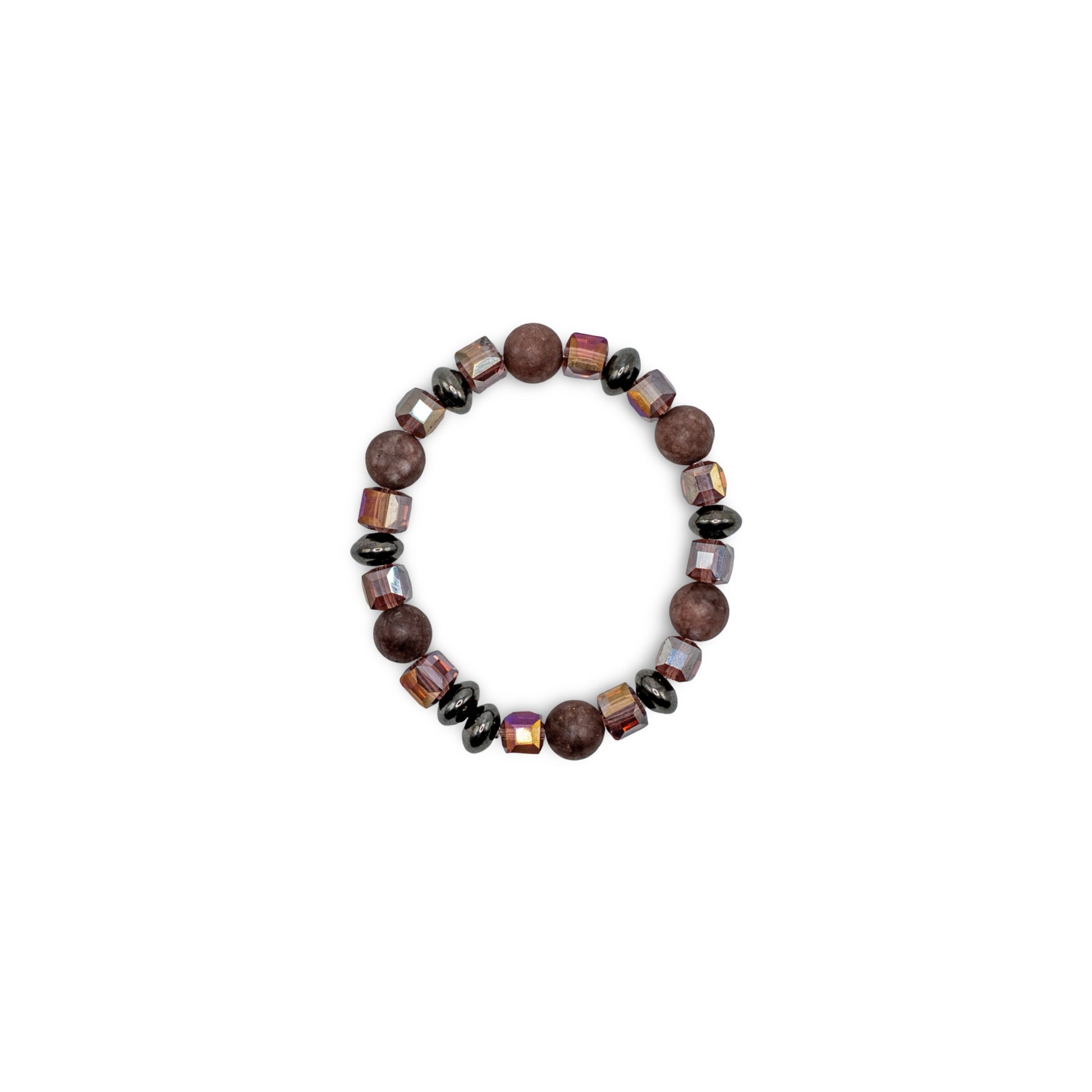 Beaded bracelet with brown and black stones