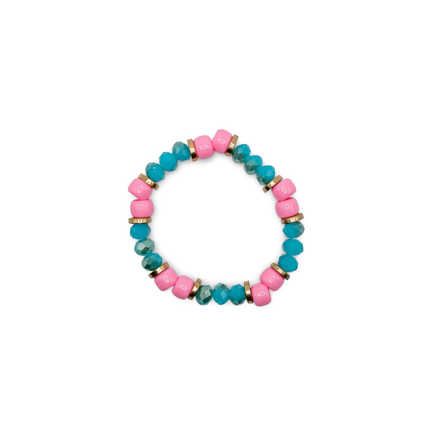 Beaded bracelet with pink and blue beads