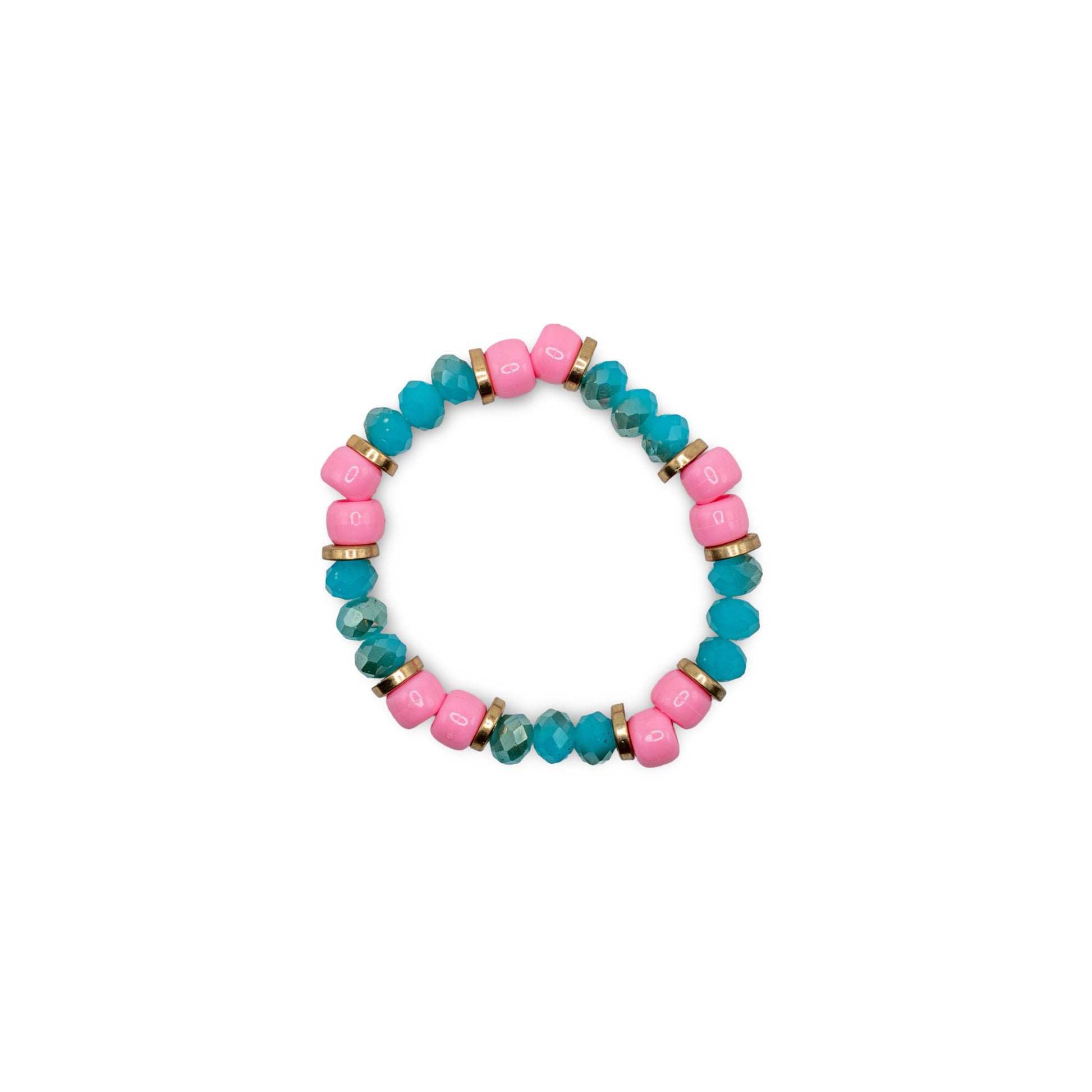 Beaded bracelet with pink and blue beads
