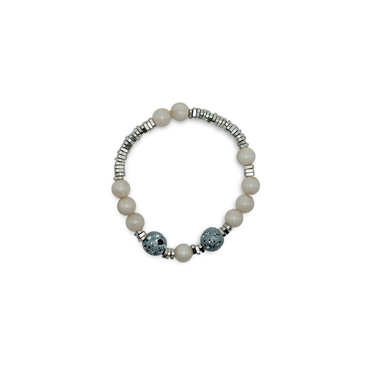 Beaded bracelet with white and blue beads