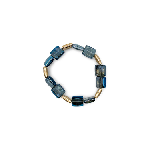 Bracelet with blue and gold beads