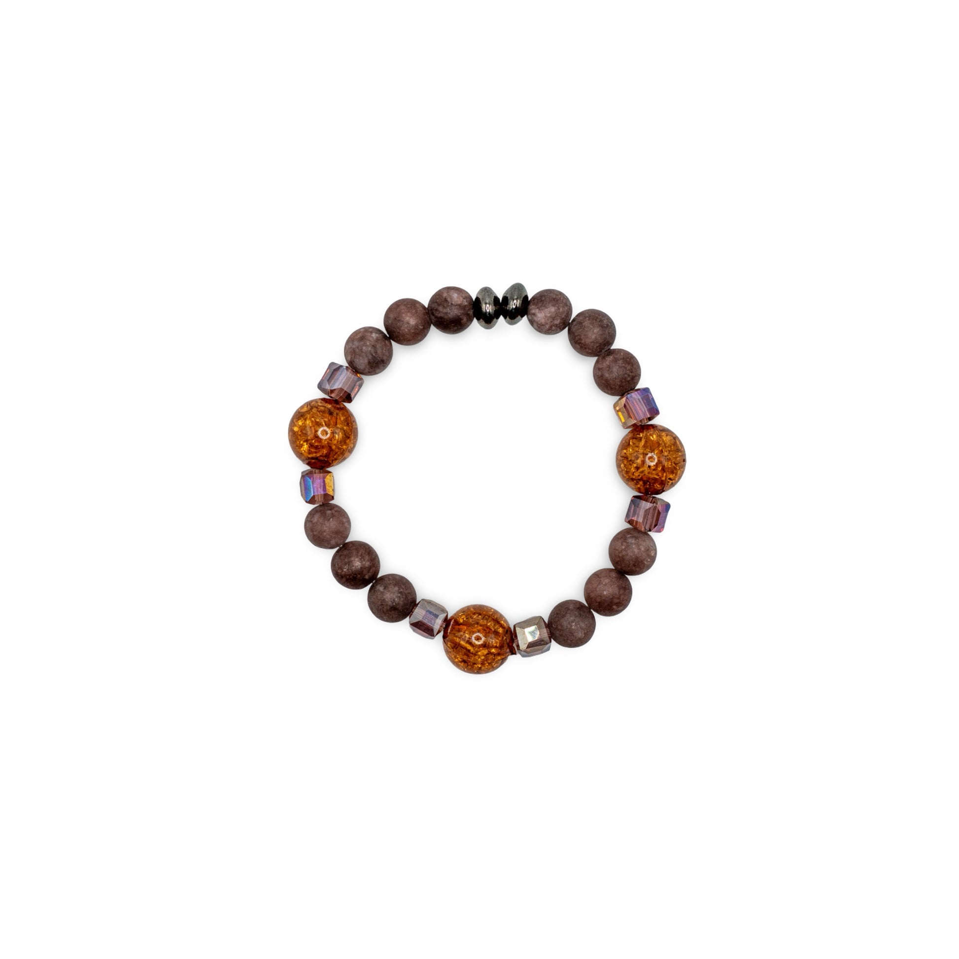 Bracelet with brown and amber beads