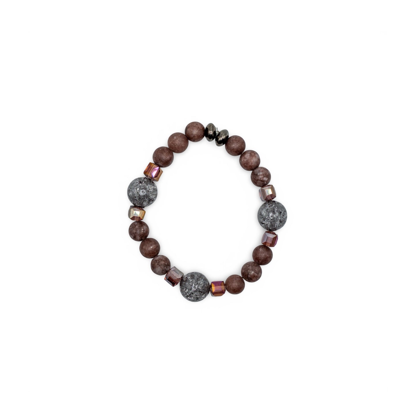 Bracelet with brown and gray beads emerald