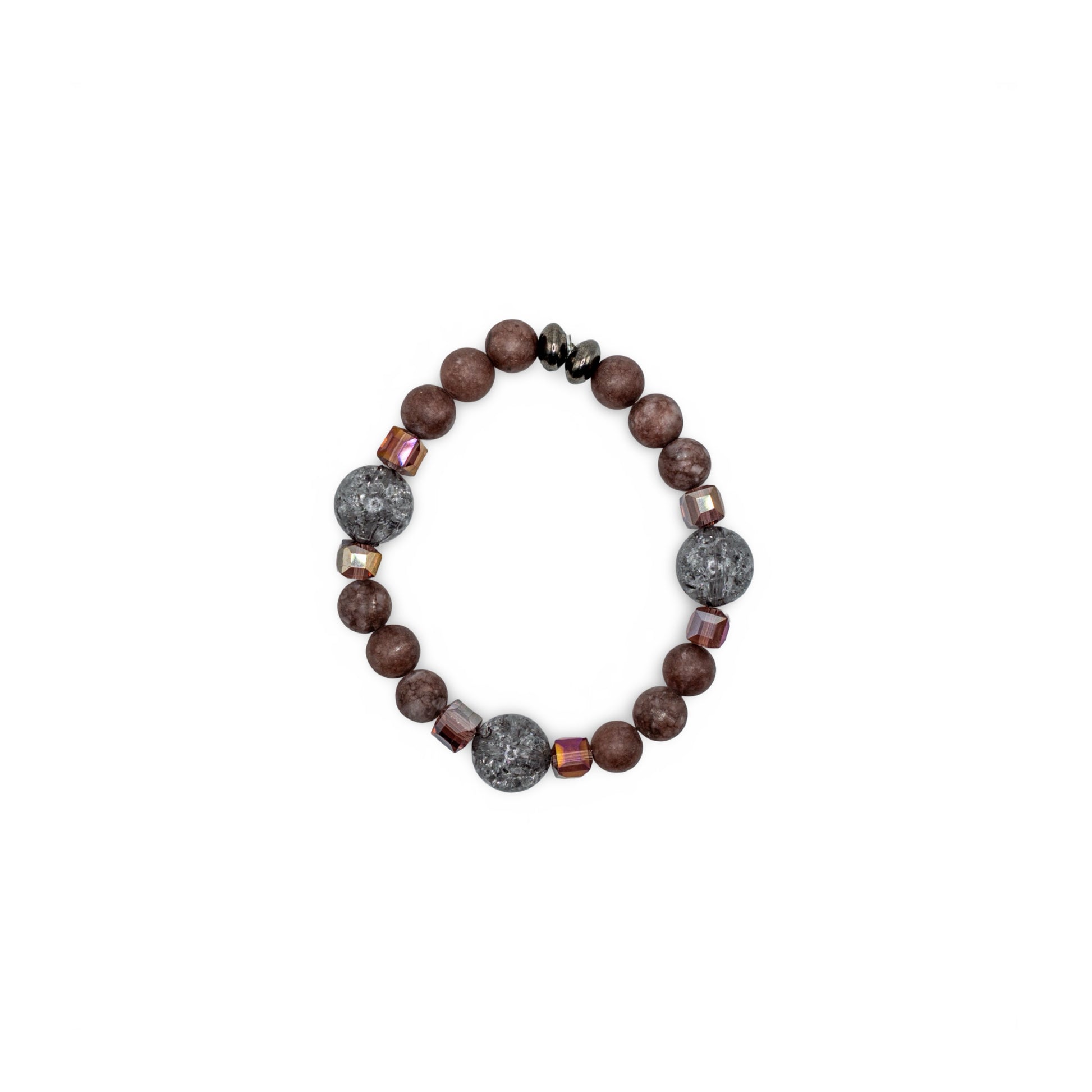 Bracelet with brown and gray beads emerald