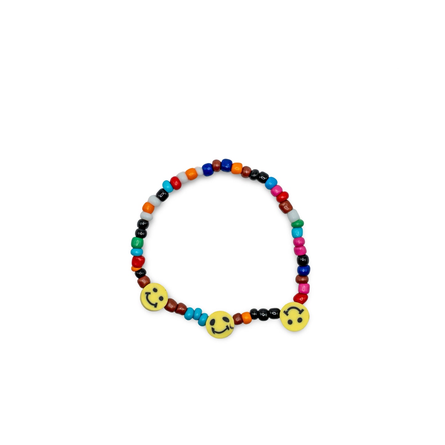 Colorful beaded bracelet with smiley face beads