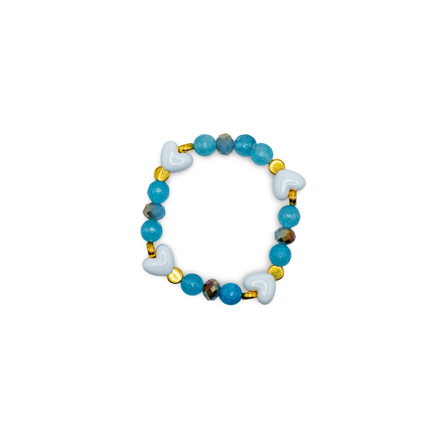 Multicolored beaded bracelet with hearts
