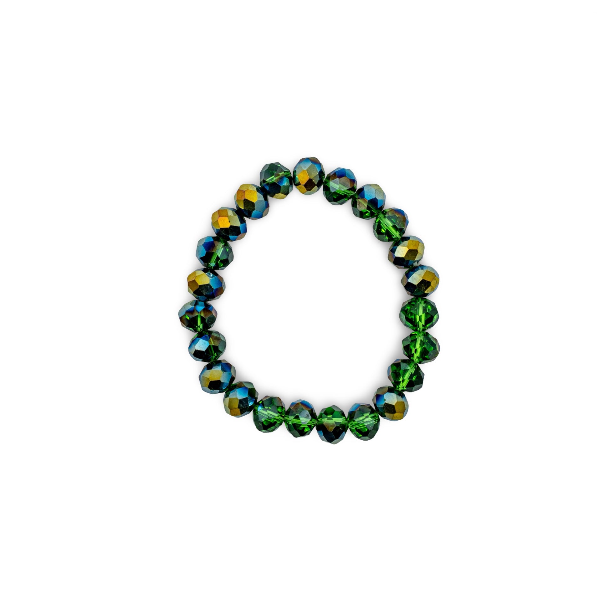 Multicolored green emerald beaded bracelet