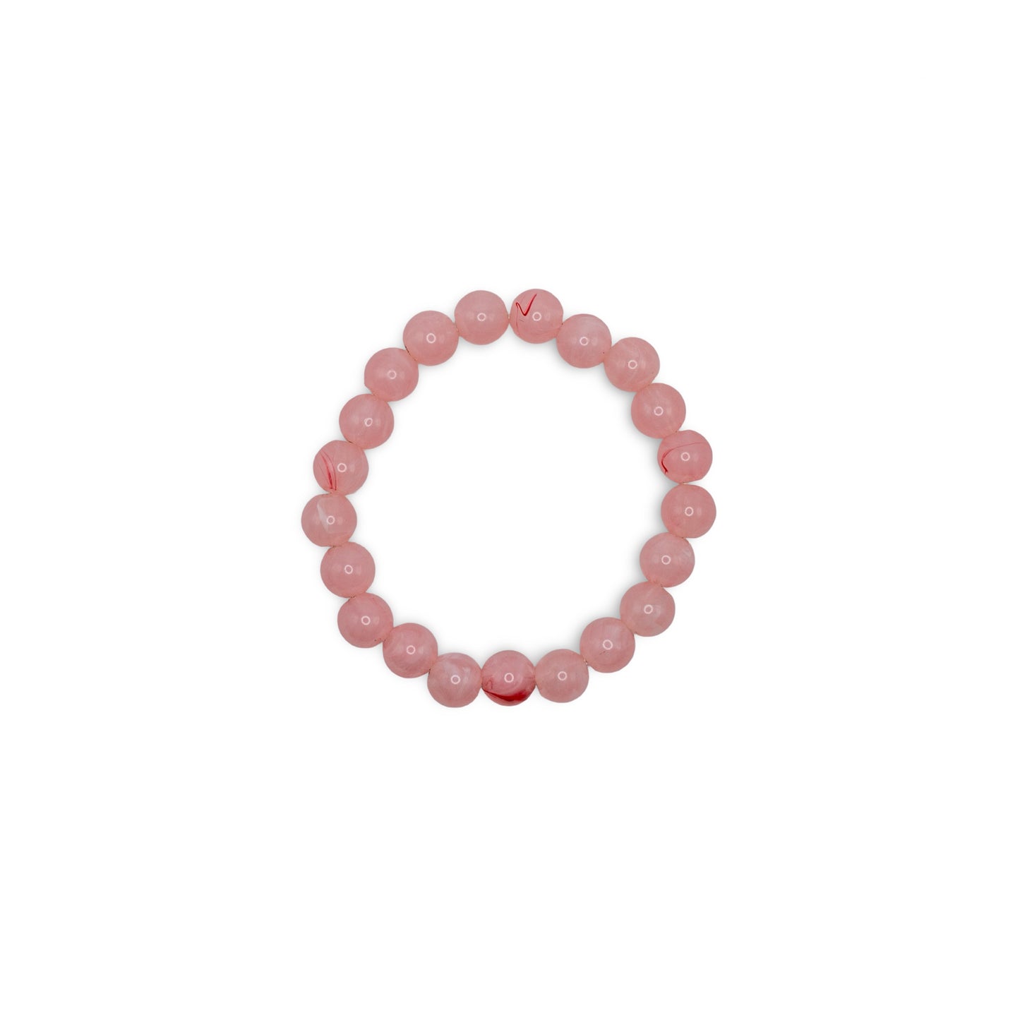 Pink beaded bracelet red accents 