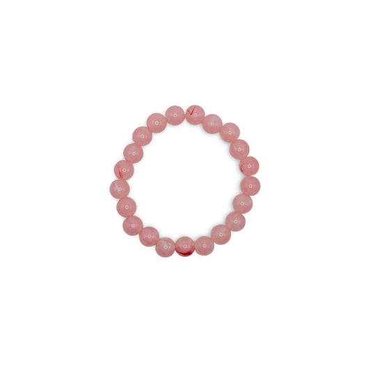 Pink beaded bracelet red accents 