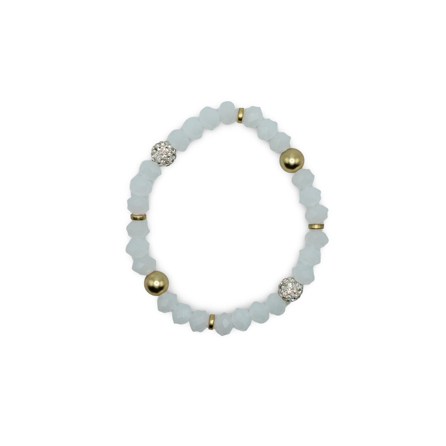 White beaded bracelet with gold and clear beads
