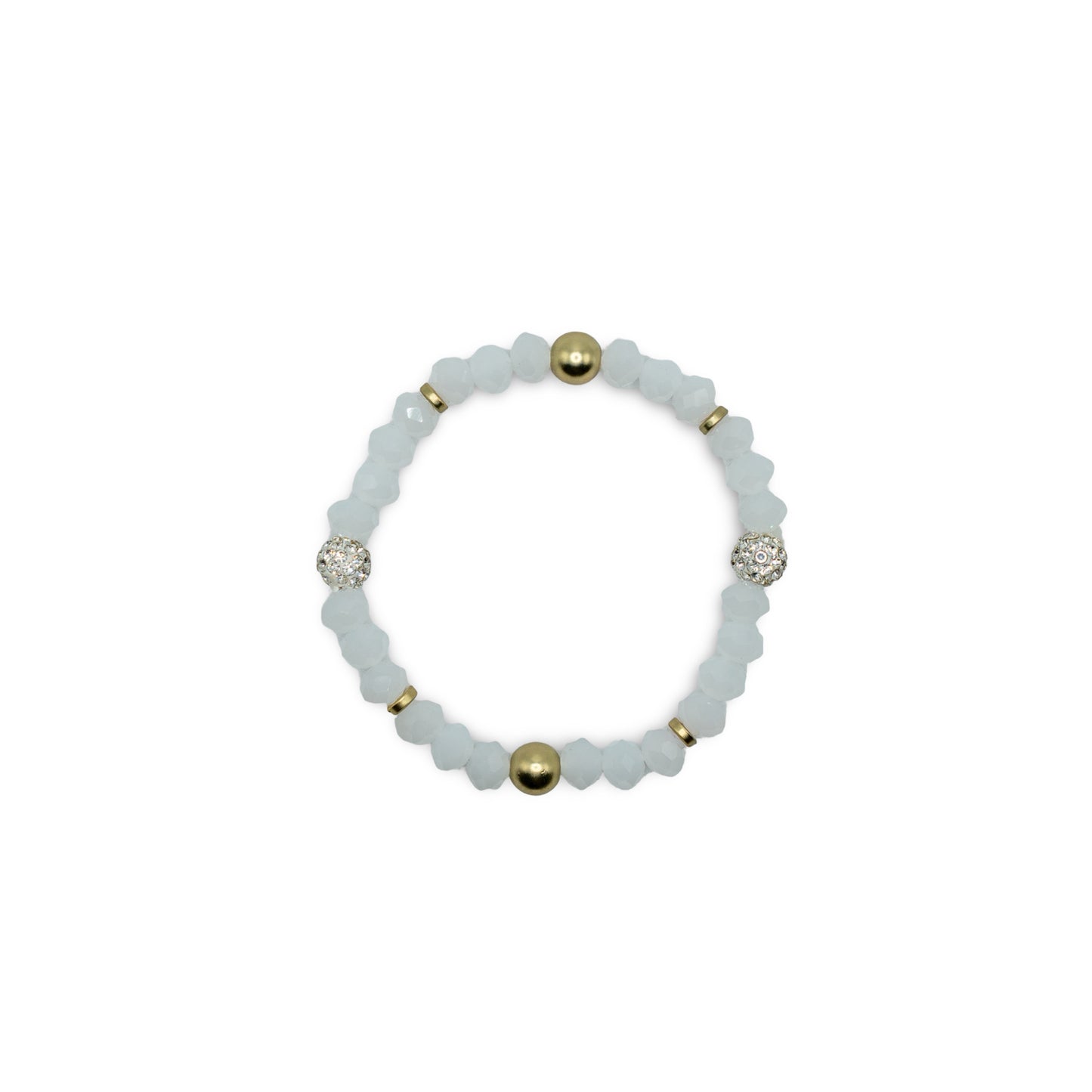 White beaded bracelet with gold and clear beads