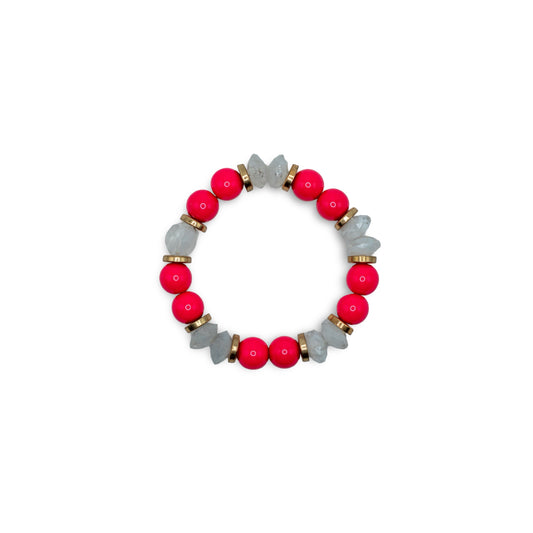 Handmade Bracelet Gold White Pink